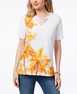 Alfred Dunner Still My Sunshine Lattice-trim Top