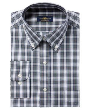 Club Room Men's Regular Fit Fine Line Tartan Dress Shirt, Created For Macy's