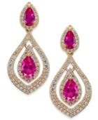 Certified Ruby (1-1/2 Ct. T.w.) And Diamond (3/4 Ct. T.w.) Drop Earrings In 14k Gold