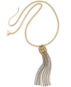 Thalia Sodi Two-tone Yellow Stone Fringe Lariat Necklace, Created For Macy's