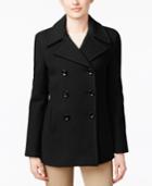 Calvin Klein Petite Wool-cashmere Blend Double-breasted Peacoat