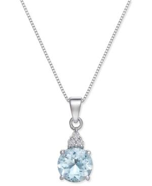 Aquamarine (1-1/6 Ct. T.w.) And Diamond Accent Pendant Necklace In 14k White Gold