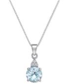 Aquamarine (1-1/6 Ct. T.w.) And Diamond Accent Pendant Necklace In 14k White Gold