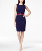 Tommy Hilfiger Sleeveless Belted Sheath Dress, Only At Macys.com
