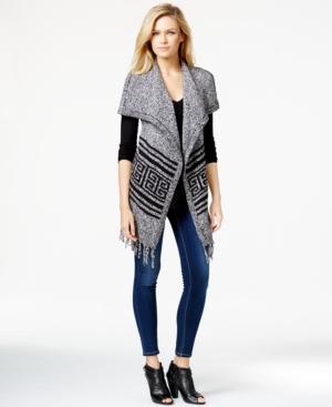 Kensie Fringed Asymmetrical Sweater Vest