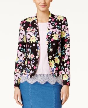 Cece By Cynthia Steffe Long-sleeve Floral-print Blazer
