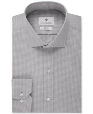 Ryan Seacrest Distinction Slim-fit Non-iron Shadow Grey Check Dress Shirt
