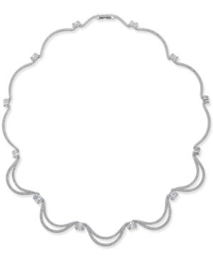 Eliot Danori Silver-tone Wavy Pave Crystal Collar Necklace
