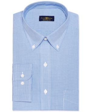 Club Room Estate Wrinkle Resistant French Blue Microcheck Dress Shirt