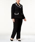 Le Suit Plus Size Jayden Contrast-trim Three-button Pantsuit