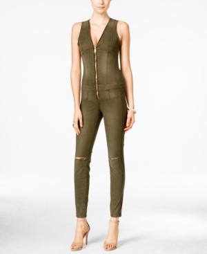 Guess Maxine Ripped Zip-up Denim Jumpsuit