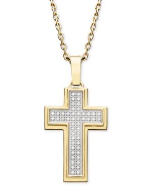 Men's Diamond Cross Pendant Necklace In Gold Ion-plated Stainless Steel (1/4 Ct. T.w.)