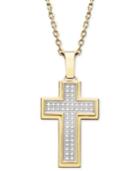 Men's Diamond Cross Pendant Necklace In Gold Ion-plated Stainless Steel (1/4 Ct. T.w.)