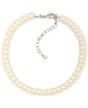 Carolee Silver-tone Imitation Pearl Choker Necklace