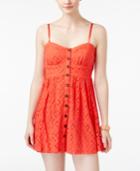 Trixxi Juniors' Crocheted Button-down A-line Dress