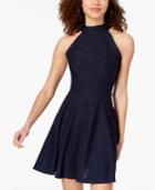 B Darlin Juniors' Textured Halter Fit & Flare Dress