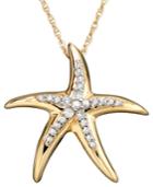Diamond Starfish Pendant Necklace In 14k Gold (1/10 Ct. T.w.)