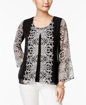 Jm Collection Petite Split-front Top, Only At Macy's