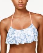 Hula Honey Aloha Bloom Floral-print Flounced Bikini Top Women's Swimsuit