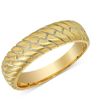 Esquire Men's Jewelry Herringbone Band In 14k Gold, Only At Macy's
