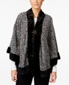 Jm Collection Fake-fur-trim Marled Poncho, Only At Macy's