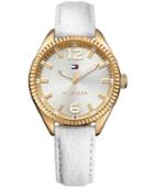 Tommy Hilfiger Women's White Leather Strap Watch 36mm 1781517
