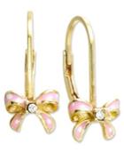 Lily Nily Children's 18k Gold Over Sterling Silver Earrings, Pink Enamel Bow Earrings