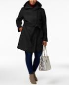 Cole Haan Plus Size Hooded Belted Walker Coat