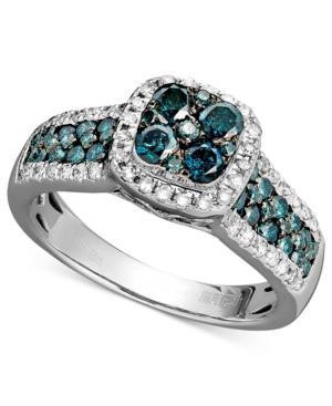 Bella Bleu By Effy Diamond Blue And White Diamond Square (1-1/3 Ct. T.w.) In 14k White Gold