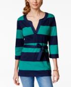 Tommy Hilfiger Striped Belted Tunic Top
