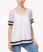 Charter Club Short-sleeve Lace Top, Only At Macy's