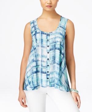 Style & Co. Plaid Button-front Blouse, Only At Macy's