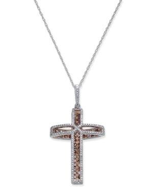 Diamond Three-dimensional Cross Pendant Necklace (3/4 Ct. T.w.) In 10k White Gold