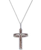 Diamond Three-dimensional Cross Pendant Necklace (3/4 Ct. T.w.) In 10k White Gold
