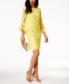 Sangria Bell-sleeve Lace Sheath Dress