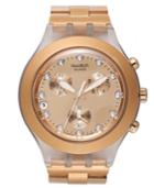 Swatch Unisex Swiss Chronograph Full Blooded Caramel Rose Gold-tone Bracelet Watch 43mm Svck4047ag