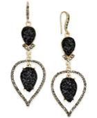 Inc International Concepts Gold-tone Jet Glitter Stone And Pave Orbital Drop Earrings, Only At Macy's