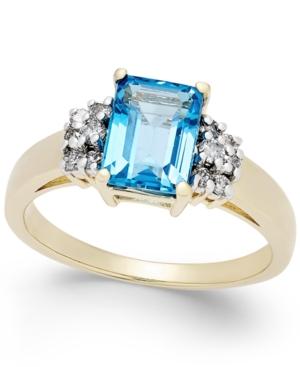 Blue Topaz (2 Ct. T.w.) And Diamond (1/5 Ct. T.w.) Ring In 14k Gold