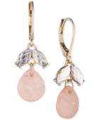 Lonna & Lilly Gold-tone Pink Stone And Crystal Drop Earrings