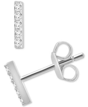Diamond Accent Vertical Bar Single Stud Earring In 14k White Gold