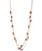 Kenneth Cole Coral Canyon Gold-tone Red Chip Bead Long Necklace