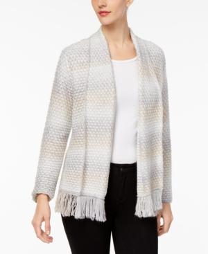 Alfred Dunner Metallic Fringe Cardigan