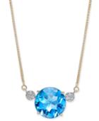 London Blue Topaz (7-1/2 Ct. T.w.) & Diamond Accent 16 Pendant Necklace In 14k Gold