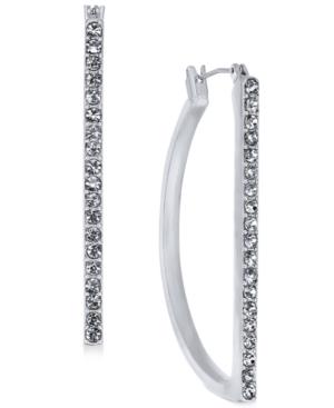Inc International Concepts Silver-tone Pave Linear Hoop Earrings, Only At Macy's