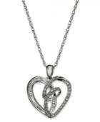 Diamond Necklace, Sterling Silver Diamond Double Ribbon Heart Pendant (1/3 Ct. T.w.)