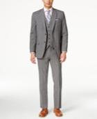 Tommy Hilfiger Men's Slim-fit Grey Plaid Vested Suit