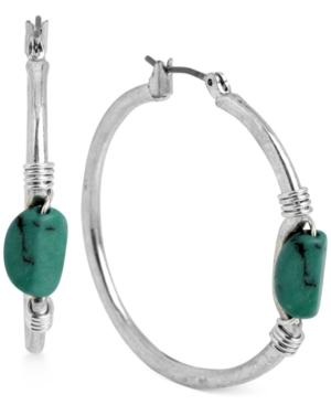 Robert Lee Morris Soho Silver-tone Stone Embellished Hoop Earrings