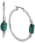 Robert Lee Morris Soho Silver-tone Stone Embellished Hoop Earrings