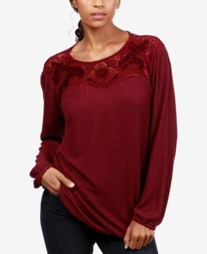Lucky Brand Velvet-trim Contrast Top