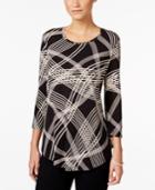 Jm Collection Striped Scoop-neck Top, Only At Macy's